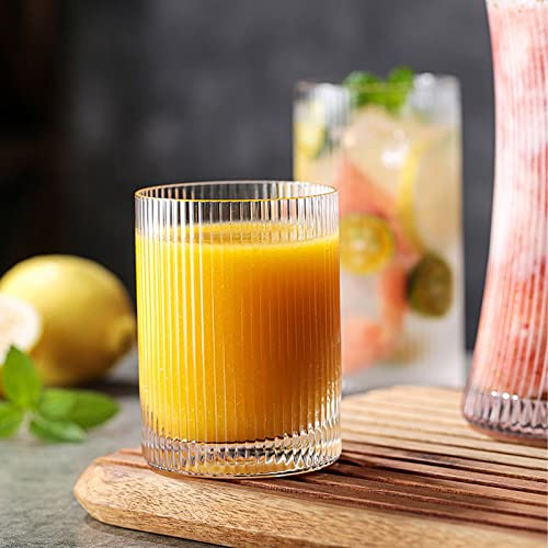 INSETLAN Glass Cups Vintage Glassware Set of 4 Small, Origami Style Transparent Cocktail Glasses Set, Bar Beverages Ice Coffee Cup Juice Ripple Drinkware, 270ml (S) - Image 5