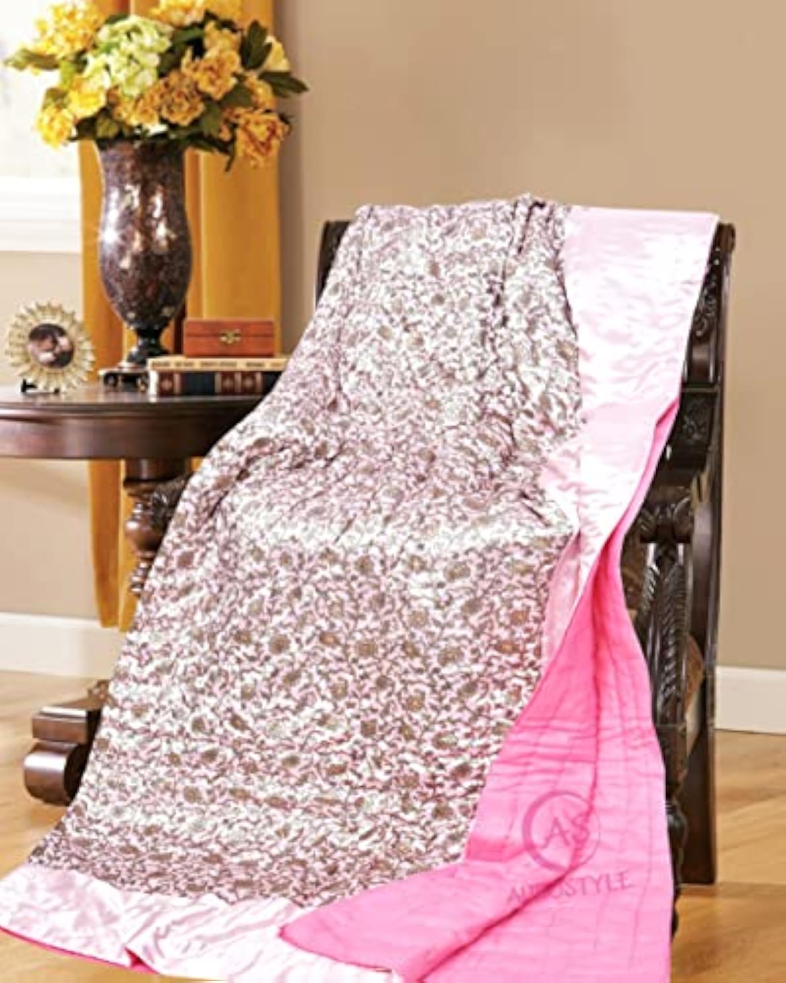 Light Weight Silk Jaipuri AC Quilt with Gold Print