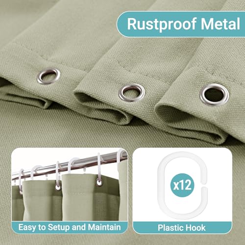 Jolilight Sage Green Linen Small Stall Shower Curtains for Bathroom Natural Boho Shower Curtains Stall Bath 36x96 Cloth Fabric Half Narrow Water Repellent RV Drapes for Bathtub 36 x 96 Inches — view 5