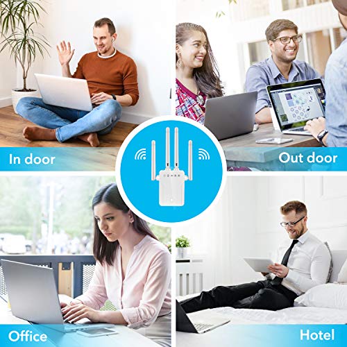 WiFi Repeater - WiFi Booster,Signal Extender, 360° Full Coverage Up to 2500 sq.ft,1200 Mbps 2.4 & 5GHz Wireless Internet Amplifier - Covers 20 Devices with 4 External Advanced Antennas - Thumbnail 6