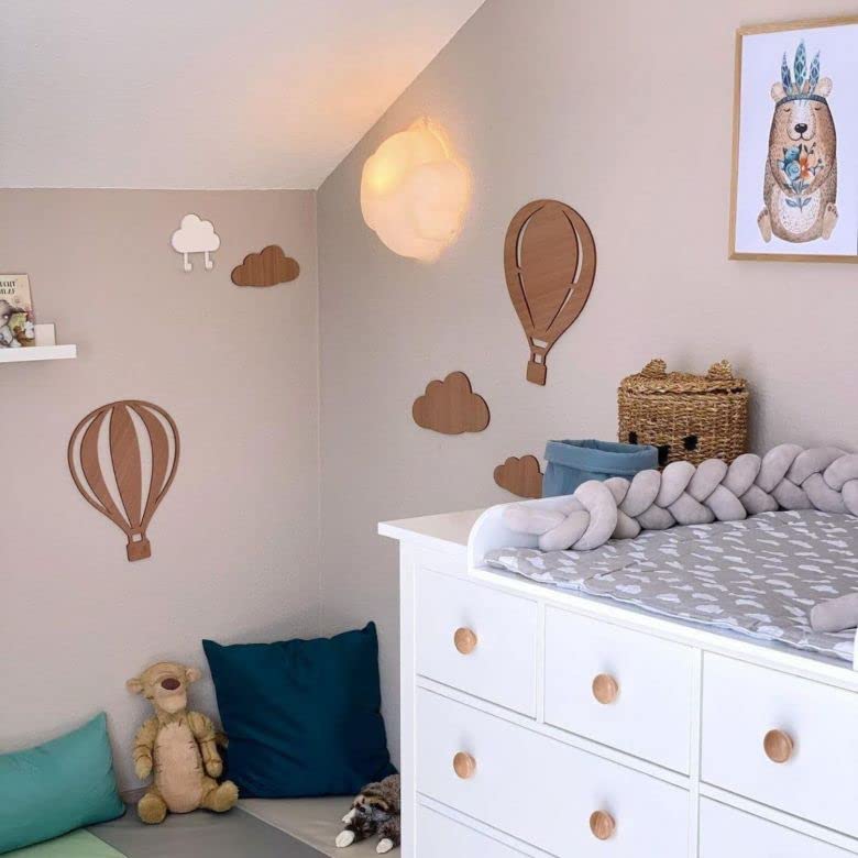 K&L Wall Art Palloncino da parete per cameretta dei bambini, in legno, decorazione moderna (impiallacciatura di mogano, 60 x 80 cm