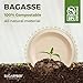 [100 COUNT]Harvest Pack PFAS FREE 9-inch Round Disposable Compostable Paper Plates, Heavy-Duty Natural Bagasse Biodegradable Dinner Plate, Large plate, From Eco-Friendly Sugarcane Plant Fibers 7