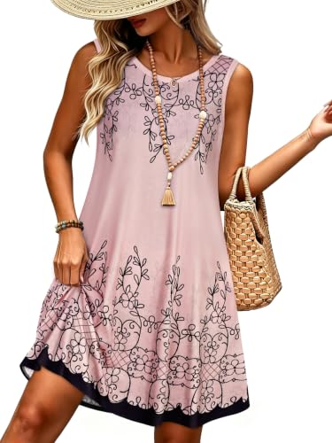 Image of elescat Women's Summer Dresses Casual Sleeveless Loose Sundress with Pocket