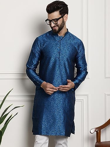 Image of SOJANYA Men's Silk Blend Kurta with Paisley Design