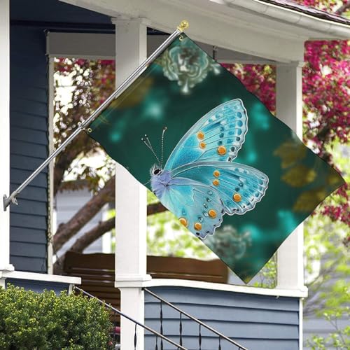 Drapeau papillon bleu de jardin 90x150 cm pour décoration de cour - 7