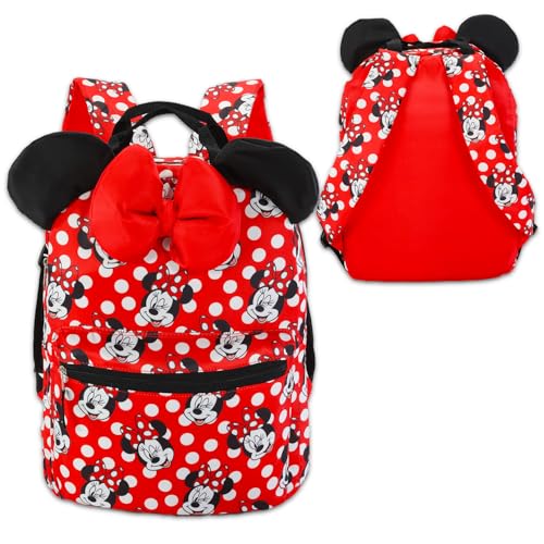 Minnie Mouse Backpack with Ears and Bow for Girls - 16” Minnie Mouse School Backpack Plus Water Bottle, Bookmark, More | Deluxe Bundle Minnie Mouse School Bag for Kids3
