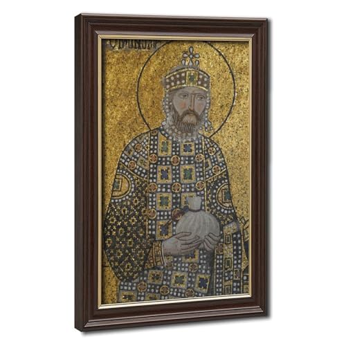Toile byzantine Constantin IX mosaïque haut de gamme cadre mural de bureau