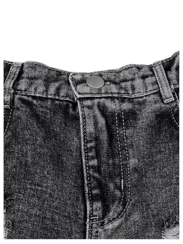 Image of Floerns Girl's Ripped Raw Hem Elastic Waist Straight Leg Denim Shorts with Pockets