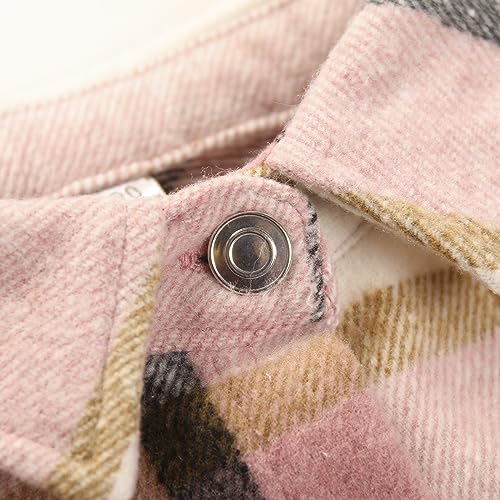 Image of Girls Flannel Plaid Shacket Button Down Long Sleeve Casual Shirt Shackets Fall Jacket Clothes