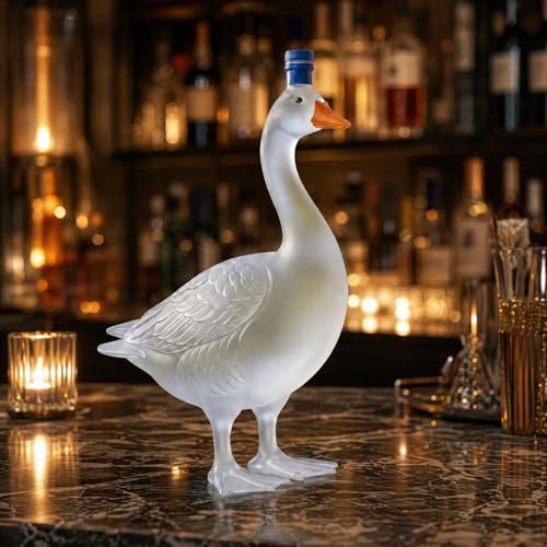 30th Anniversary 3d Sculpted Vodka Bottle Goose Wine Bottle Holder 350ml Goose Glass Whiskey Bottles Whiskey Decanter Container Transparent Liquor Decanter for Bar Home Frosted