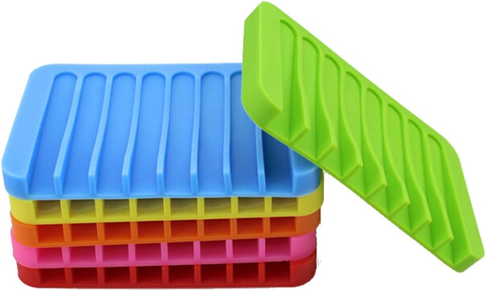 AmgateEuPack of 4 Silicone Shower Soap Holder Dish Soap Saver, Random Color