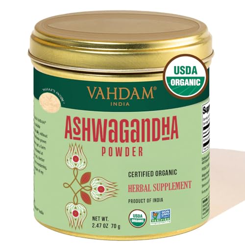 Image of VAHDAM, Organic Ashwagandha Powder (2.47oz /70g) Gluten Free, Non GMO, 100% Raw Ashwagandha Root Powder (Indian Ginseng) | Sealed Fresh At Source