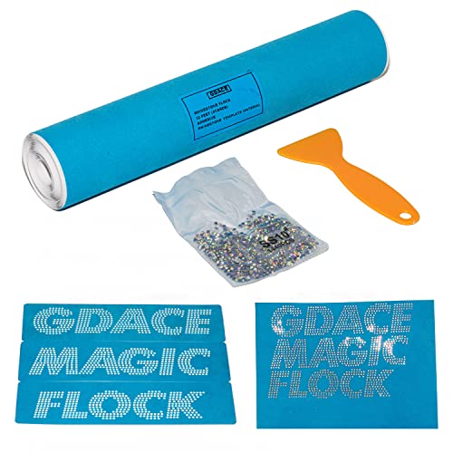 GDACE Rhinestone Template Metarial Magic Sticky Flock Self Adhesive Rhinestone Flock in Roll for Cutting Machine 12