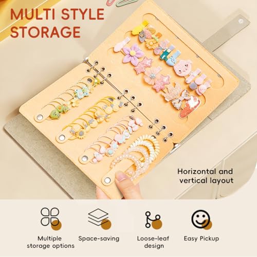 Image of HASTHIP Hair Accessories Organizer Book for Girls Portable Travel Felt Hair Clips Holder Organizers Large Capacity Foldable Headbands
