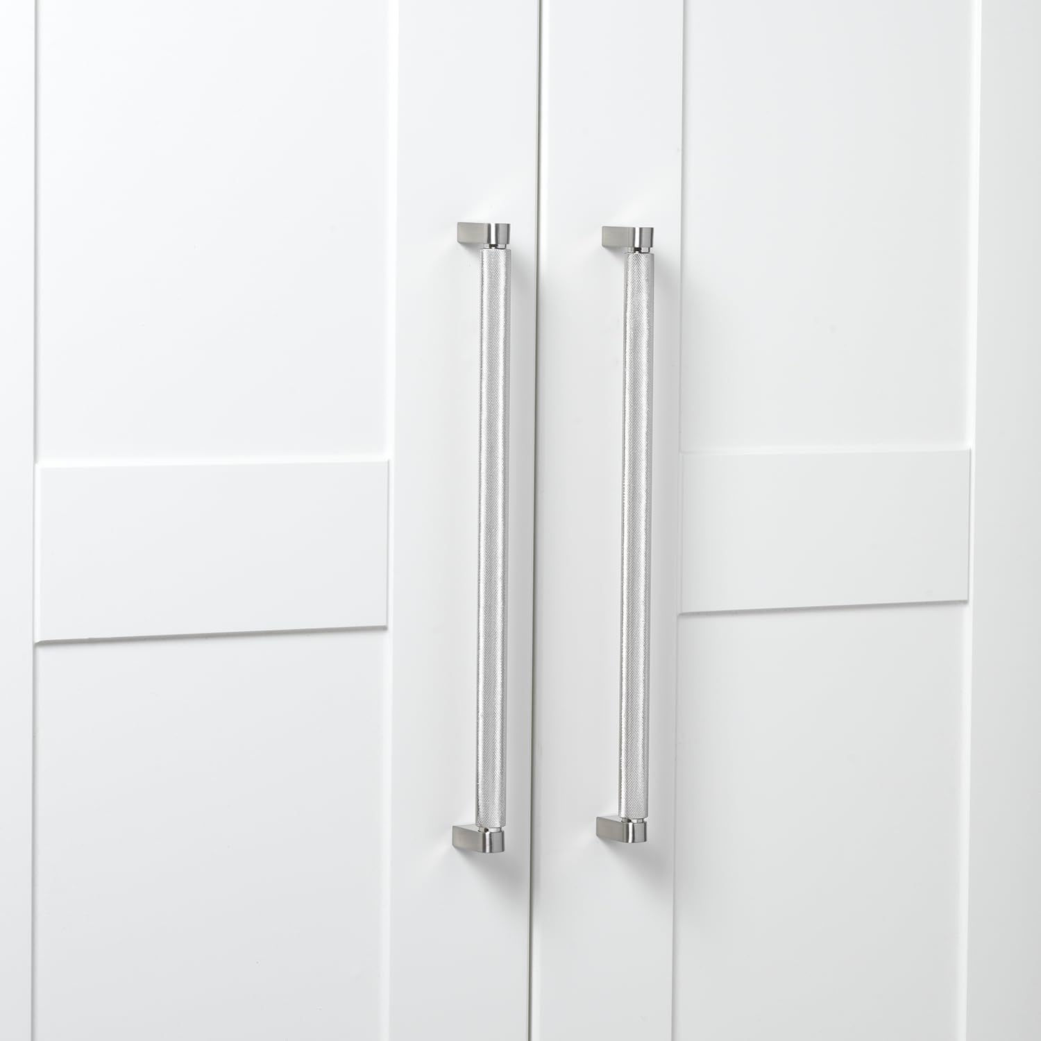 Brushed Nickel 13" Modern Knurled Bar Pull with Mounting Hardware