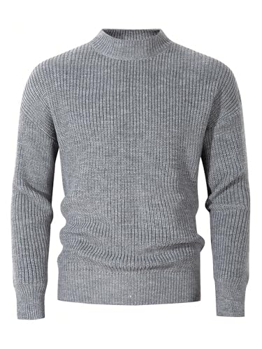 Floerns Men's Stand Collar Drop Shoulder Sweater Winter Long Sleeve Knitted Pullover3