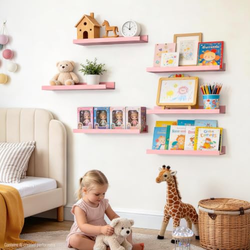 Image of BAYKA 15.7x5.12 Floating Shelves for Wall,Room Decor,Raised Lip,6 Pack