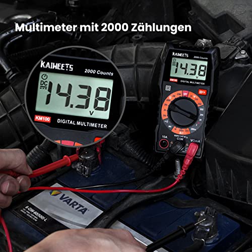 KAIWEETS Digital Multimeter KM100, Spannungsmesser für AC/DC Spannung, DC Strom, Durchgang,...