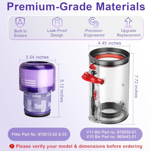 Image of Lemige V11 V15 Vacuum Filter Dust Bin Canister Replacement Parts for Dyson