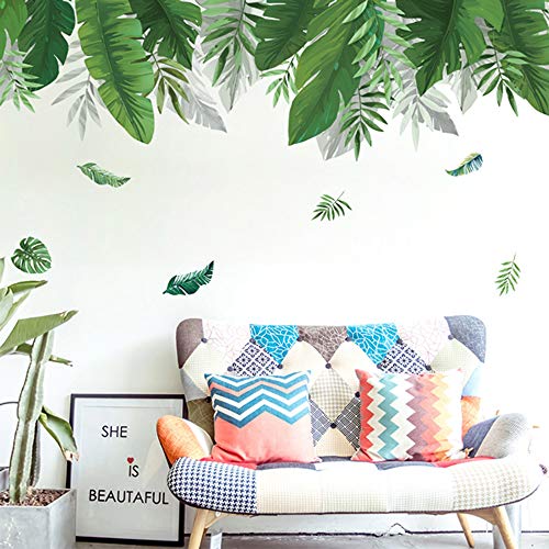 Vinilo decorativo hojas tropicales verdes, removible miniatura 5