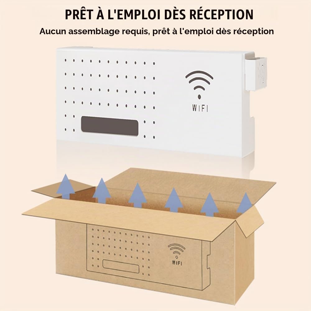 Boîte de Rangement pour Routeur WiFi, Étagère de Stockage de Routeur sans Fil, TV Décodeur Boîte de Rangement Murale, Étagère de Routeur Murales(White)