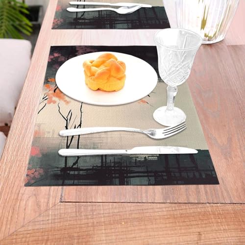 Set de table PVC tissé impression graphique lavable résistant à la chaleur - 4