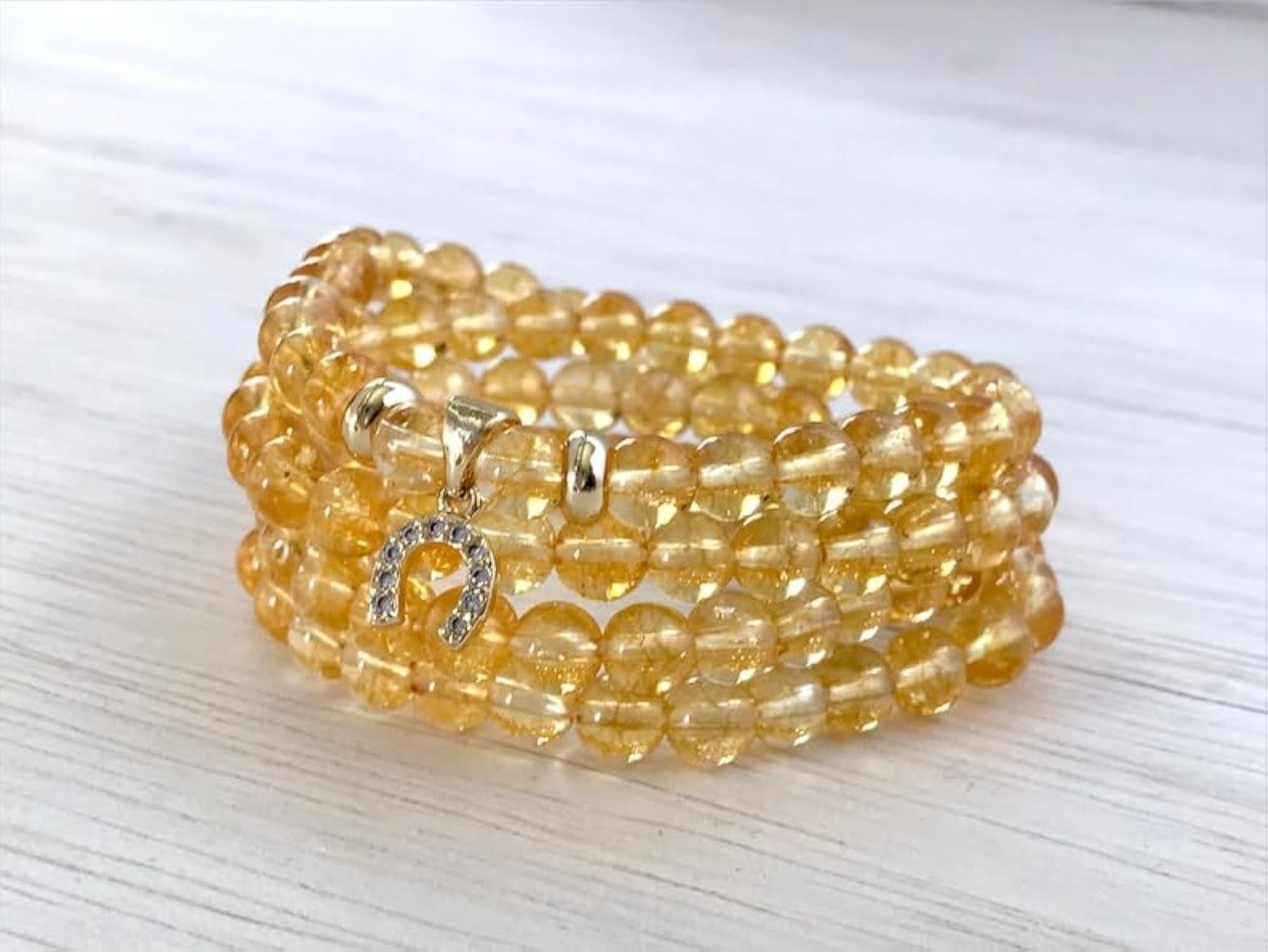 Natural Citrine 6MM Beaded Prayer Mala Necklace