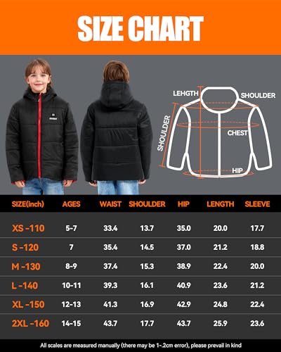 Image of CYCYHEAT Kids Heated Jacket - Boys and Girls Heating Jackets Hoodie Coat With Battery Pack Heated Clothing for Skiing