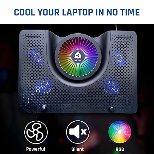 KLIM Nova RGB Laptop Cooling Pad - Gaming Laptop Cooler with Phone Holder - Quiet Laptop Stand with Fan - Compatible up to 17"- 5 Year Warranty -... - Image 6