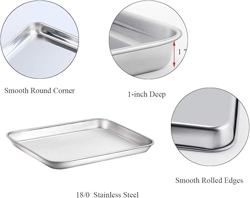 Miniatura 5 de WEZVIX - Bandeja de horno de acero inoxidable con bandeja para galletas y tostadora, 10 x 8 x 1, sin óxido y menos pegamento, grueso y resistente,