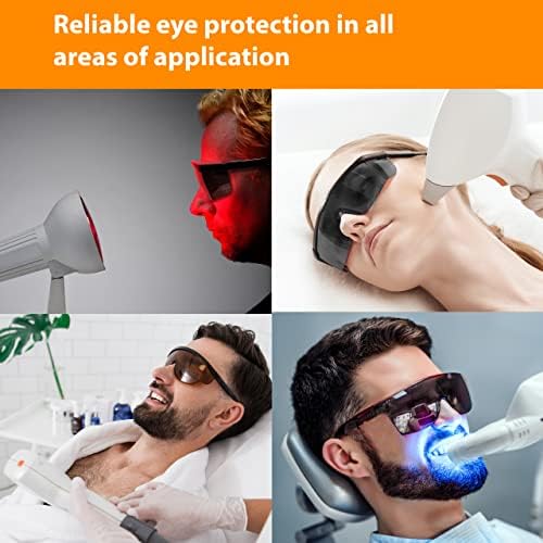 Najwyższej jakości okulary ochronne do depilacji UV, LED, czerwonego światła i IPL/HPL I certyfikowana ochrona oczu zgodnie z DIN 166 I lekkie okulary robocze z boczną osłoną i regulowanym uchwytem