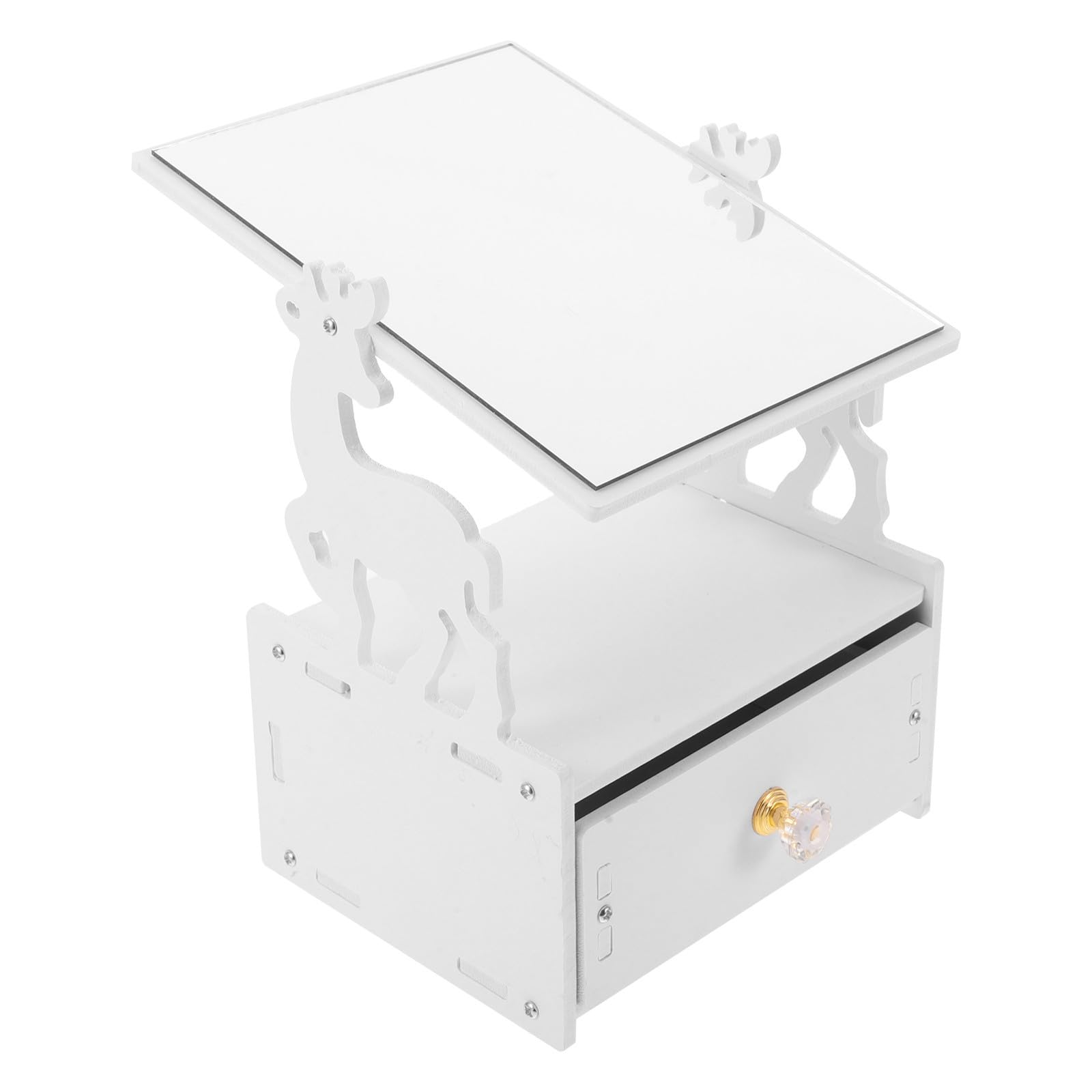 FRCOLOR 3 Pezzi Organizer da Scrivania con Specchio, Bianco, Compatto in