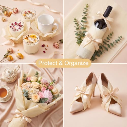 Image of woric 160 Ivory Tissue Paper for Gift Bags 20 x 14 Inch Cream Tissue Paper
