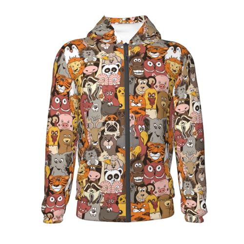 Colorful Funny Animals Kids Pullover Hoodies Boys Zip Up Sweatshirts Girls Athletic Clothes with Pocket2