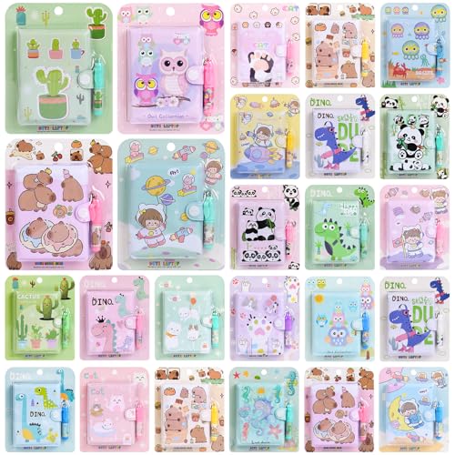 LiYiQ 24個 小さなメモ帳 ペン付き ポケットに入ったミニノート 女の子 キッズ レディース かわいいメモ帳 旅行ノート 新学期ギフト 誕生日パーティーギフトに最適