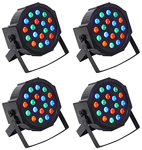 (4) Rockville RockPAR50 LED RGB Compact Par Can DJ/Club DMX Wash Light+Dual Bracket