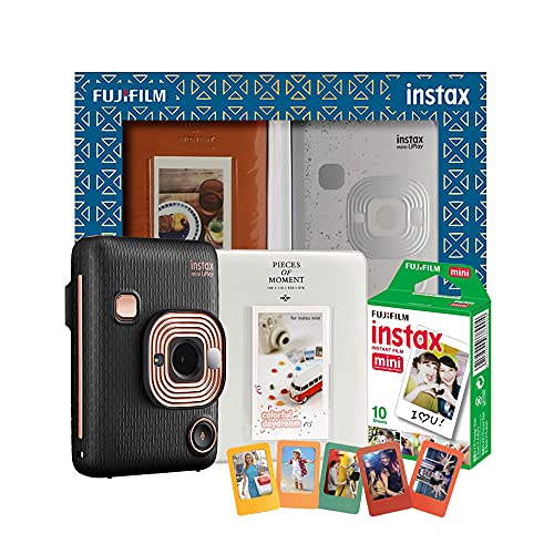 Image of Fujifilm Instax Mini Liplay Hybrid Instant Camera Elite Box Elegant Black, Compact & Fujifilm Instax Mini Rainbow Instant Film (Multi-Color, 10 Photos per Pack)