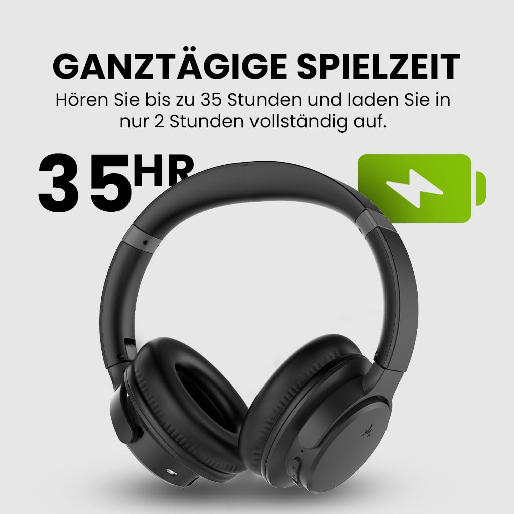 Avantree Ensemble – Funkkopfhörer Kabellos für TV, 35Std. Spielzeit Bluetooth Kopfhörer mit Ladestation & Sender für Senioren, Kompatibel mit Fernseher mit Optischem, AUX oder Bluetooth-Audioausgang