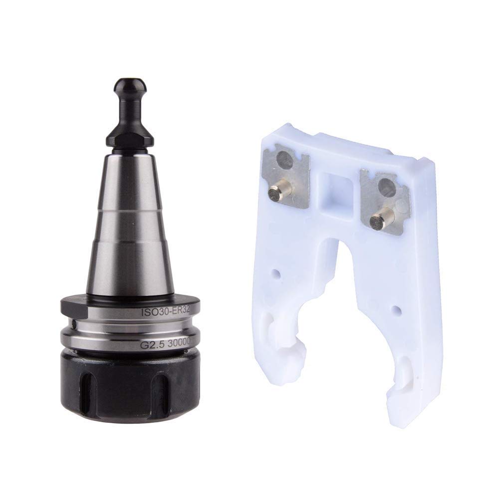 HOZLY1PCS ISO30 ER32-45L CNC Tool Holder + 1PCS ISO30 Tool Holder Clips