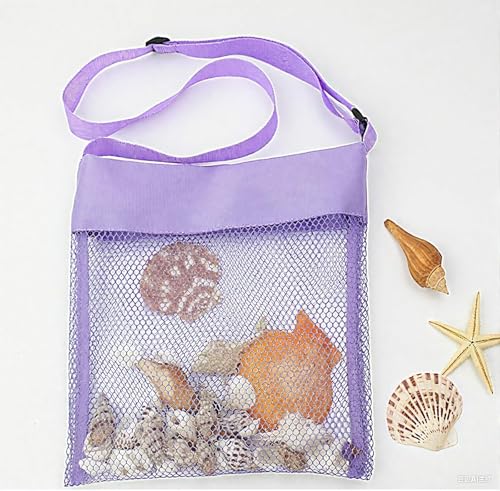 1PCS Mesh Beach Bags, Sand Away Collection Tote with Adjustable Straps, Multi-Color Set for Shell Collecting and Beach Toys4
