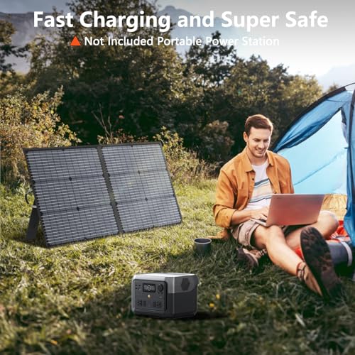 Image of Solar Charger 110W Portable Solar Panel, IP67 Waterproof Foldable Solar Panel kit with 20V Output, 23.5% Efficiency Module for Outdoor Camping, Portable Power Station, Laptops, Motorhome, RV
