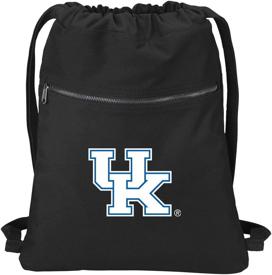 Broad Bay University of Kentucky Drawstring Backpack UK Wildcats Cinch Bag RICH COTTON CANVAS (BLACK)