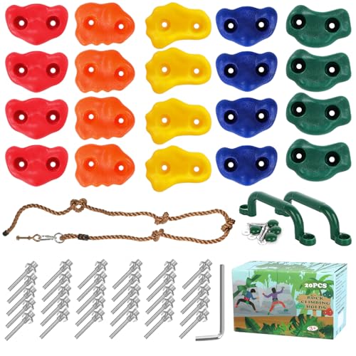 CIOXSOIO 20 Stück Klettergriffe Kinder Outdoor, Klettersteine...