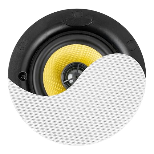 Power Dynamics KVCS5 HQ - Haut-Parleur de Plafond 5,25″ IP44 Blanc - Enceinte encastrable résistante à l’humidité pour Salle de Bain, Commerce et terrasse Couverte