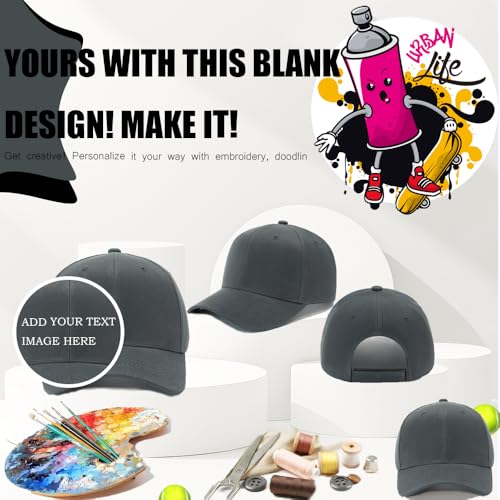 Image of ZH Plain Adjustable Baseball Cap - Lot of 12 Unisex Blank Design Caps