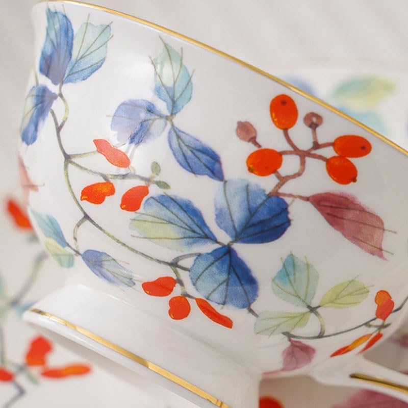 Bone China Flower Tea Set Light Luxury Home Afternoon with Glass Teapot A Filter