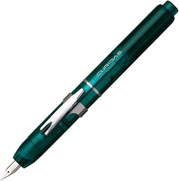 Platinum Fountain Pen Curidas Retractable Fountain Pen Urban Green Fine Point Knock Type Fountain Pen PKN-7000#43-F With Kanji LOVE Sticker, 5.5 x 0.56 in