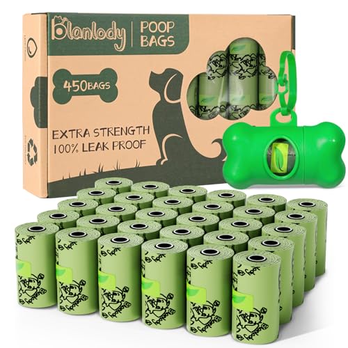 Blanlody Sacchetti Cane Cacca Biodegradabili， 450 Pezzi Bustine Cacca Cani Profumati Sacchettini Cane Cacca A Prova Di Perdite Portasacchetti Sacchetti Igienici per Cani Dog Poop Bags 30 X 22 Cm