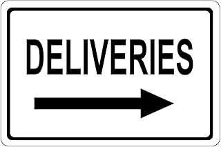Aluminum Horizontal Metal Sign Multiple Sizes Deliveries with Right Arrow OSHA Black Shipping and Receiving Border Weatherproof Street Signage 14x10Inches