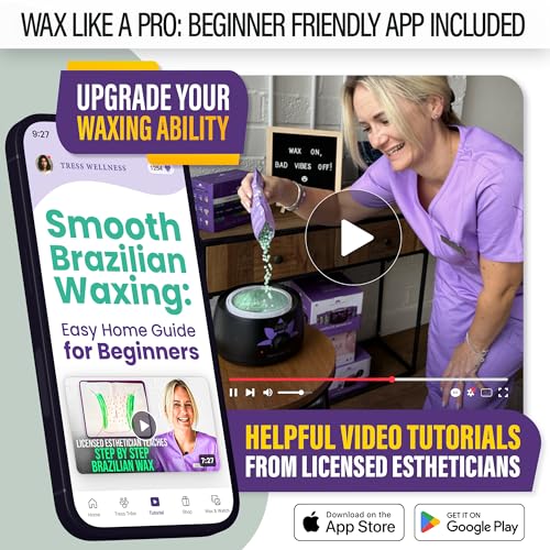 Image of Tress Wellness Waxing Kit for Sensitive Skin - Safe for Face & Skin, Prep & Aftercare Spray, Easy to Use - At-Home Kit for Face, Bikini, Brazilian & Full Body- Digital Display, Green